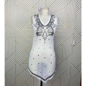 RAGA White Sheer Silver‎ Sequin Beaded Dress